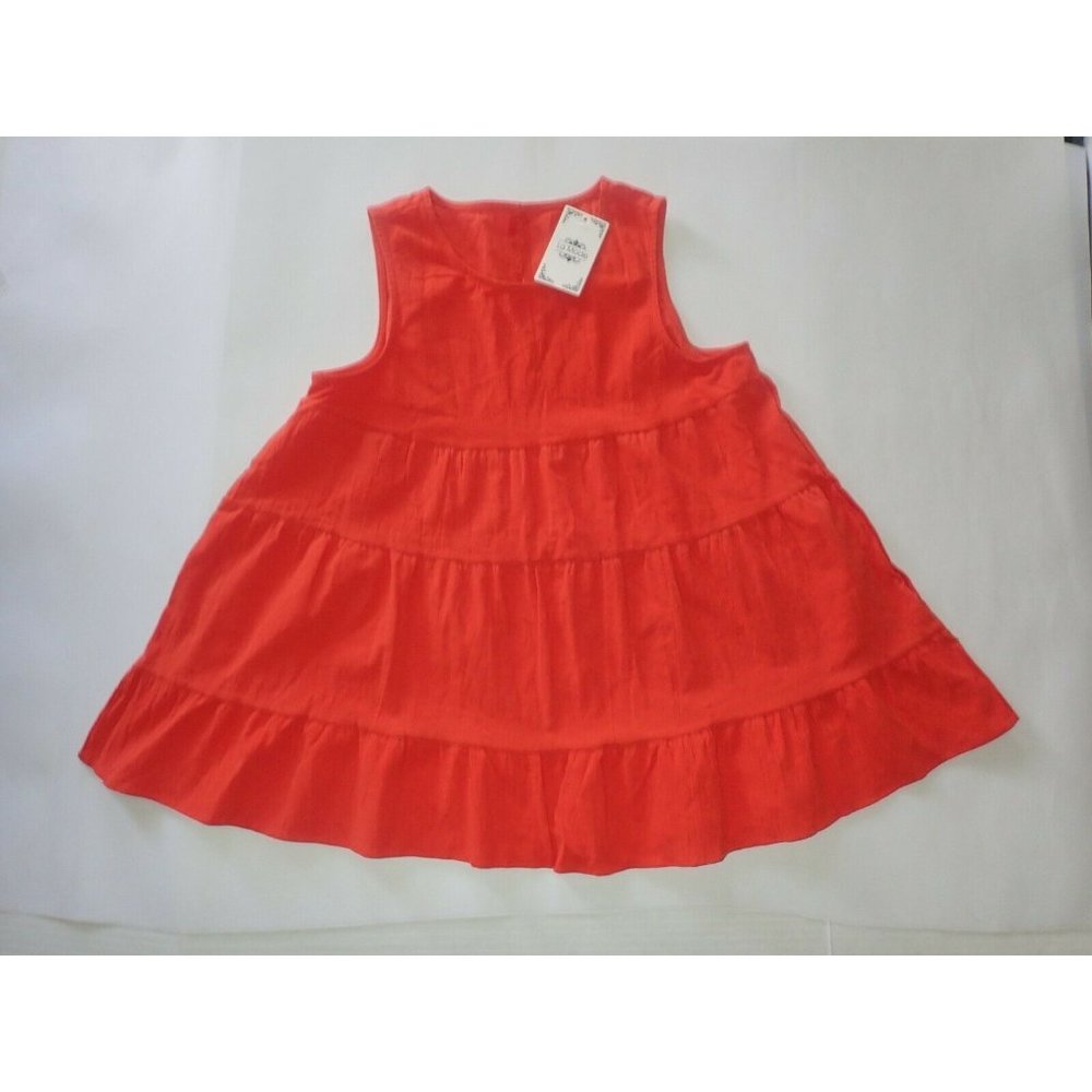 La Mode‎ Tunic Swing Dress Girls L  Tiered Rust Sleeveless NEW Casual b5